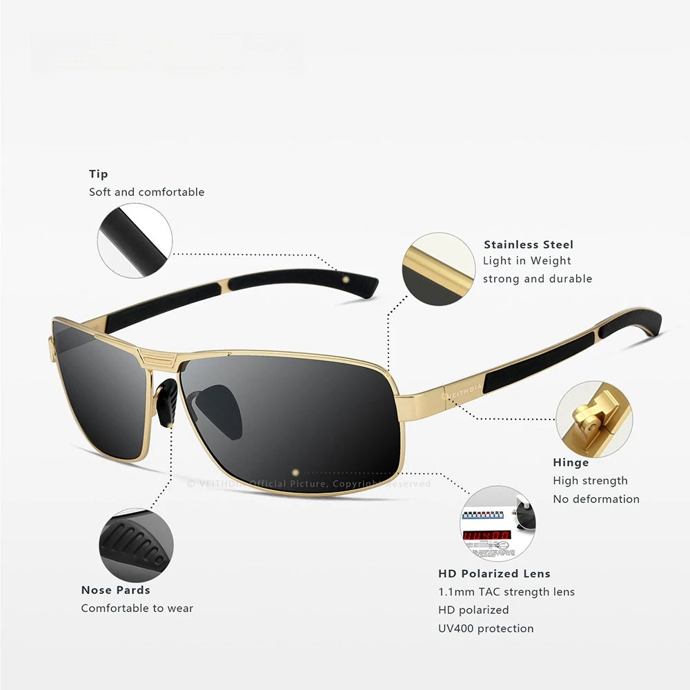 LuxeShade Polarized Rectangle Sunglasses – UV400