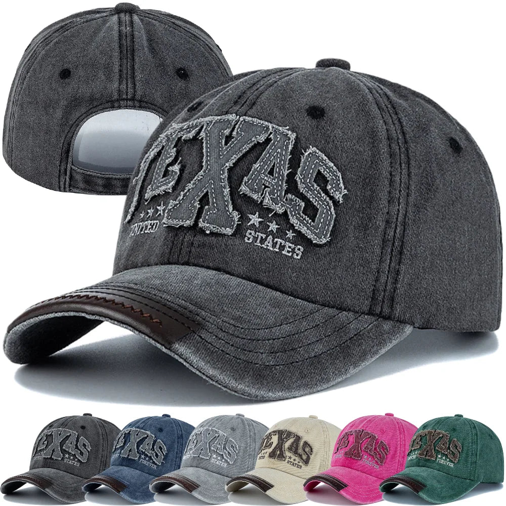 LuxeShade Vintage TEXAS Embroidered Cotton Cap